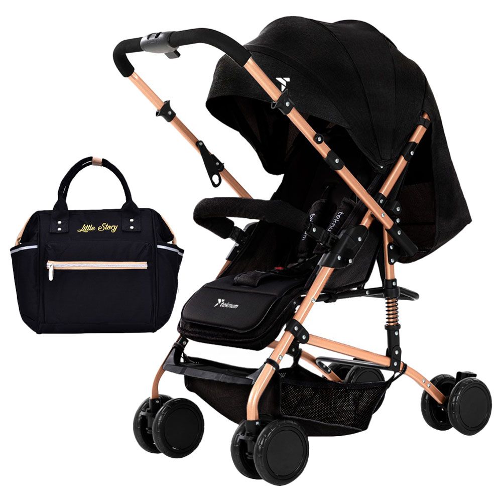 Teknum - Reversible Trip Stroller w/ Ace Diaper Bag - Black