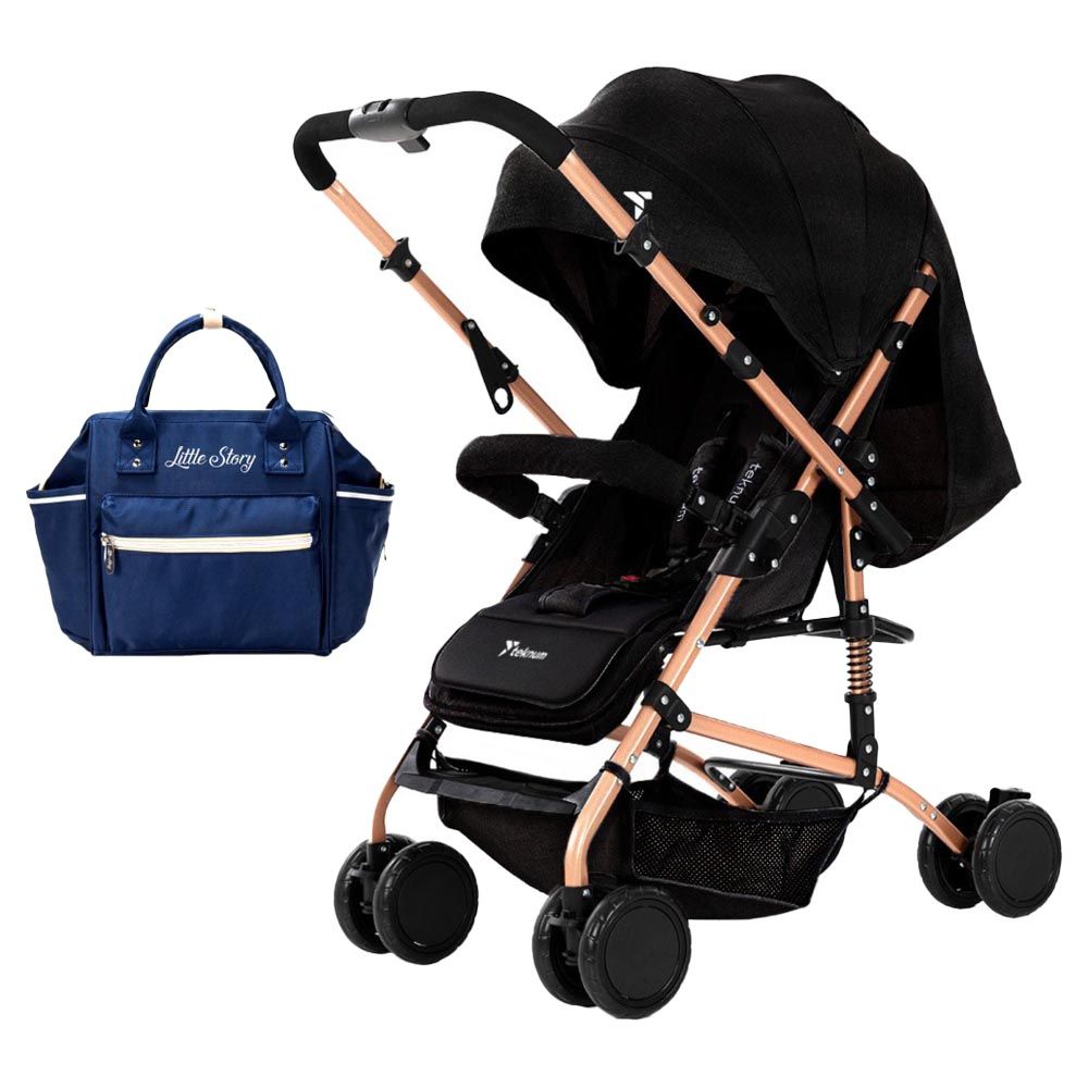 Teknum - Reversible Trip Stroller w/ Ace Diaper Bag - Black