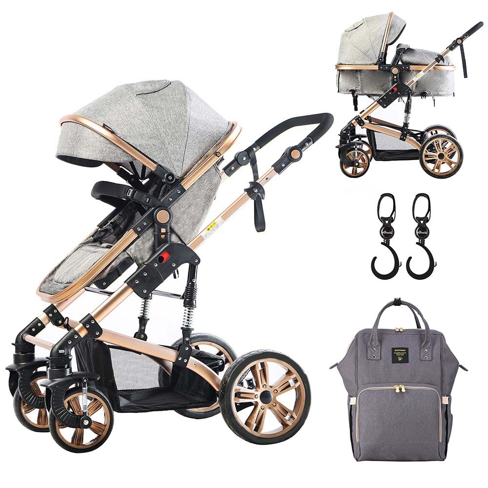 Teknum 3-in-1 Stroller + Sunveno Diaper Bag + Hooks - Grey