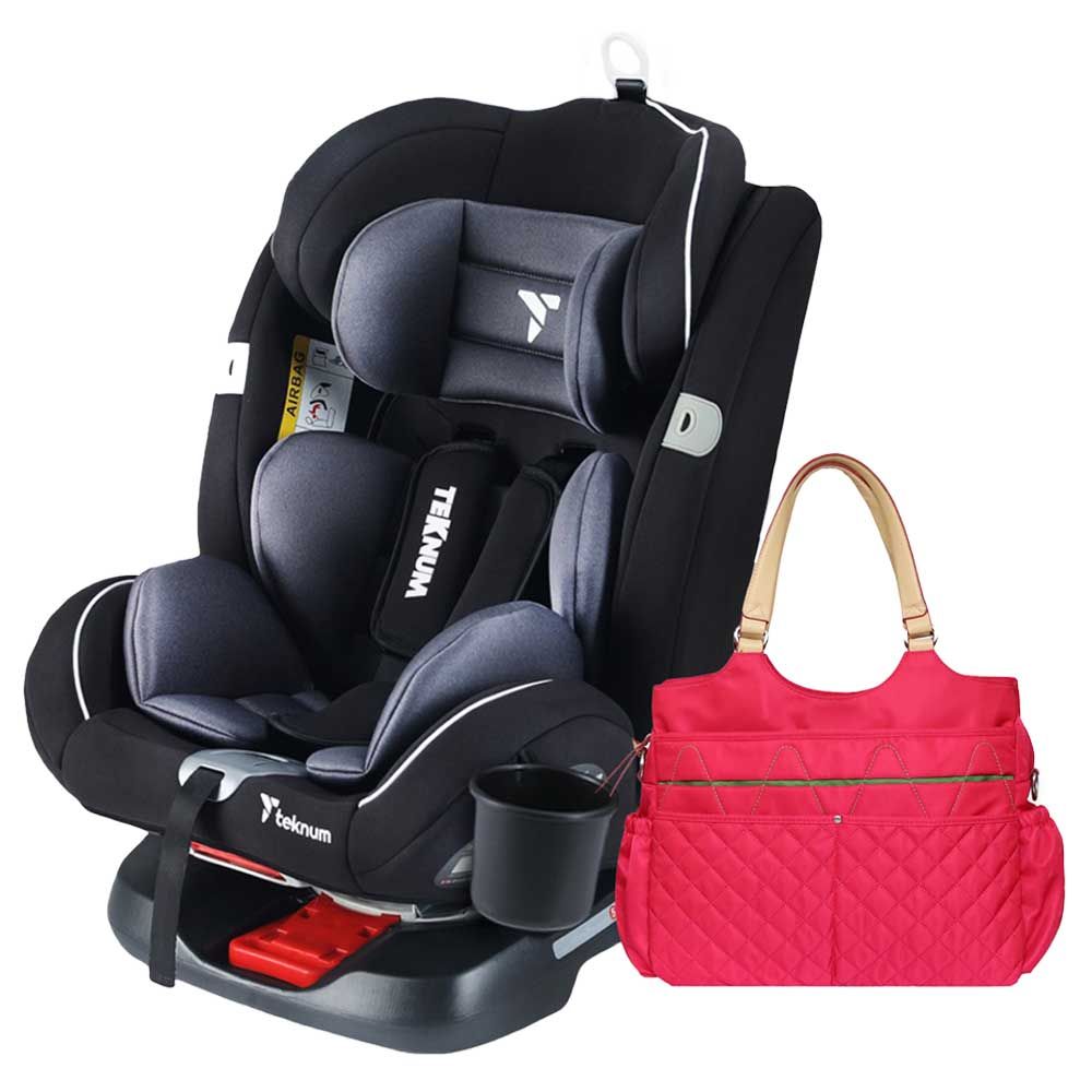 Teknum - Evolve 360 Car Seat W/ Sunveno Fashion Diaper Bag - Grey