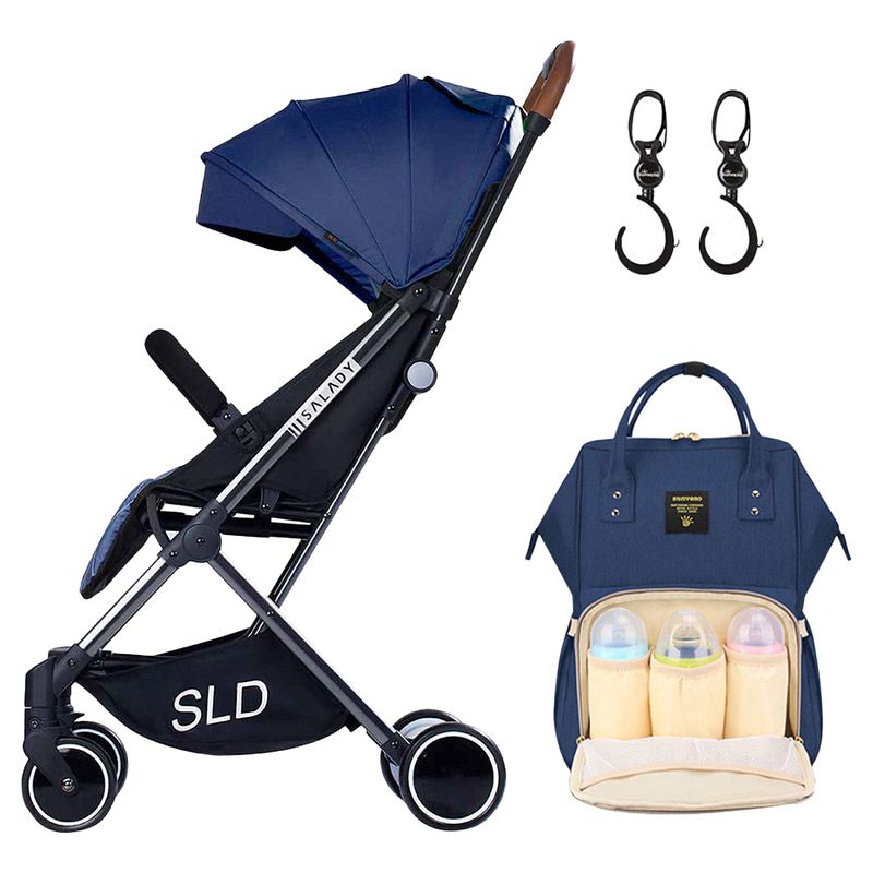 Teknum Travel Lite Stroller Navy & Sunveno Diaper Bag + Hook