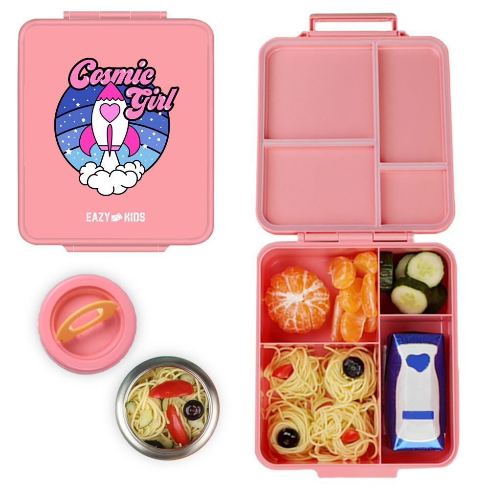 Eazy Kids - Jumbo Bento Lunch Box w/ Insulated Jar - Pink