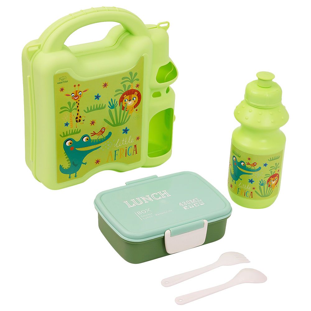 Eazy Kids - Little Africa Lunch Box w/ Bottle - Green