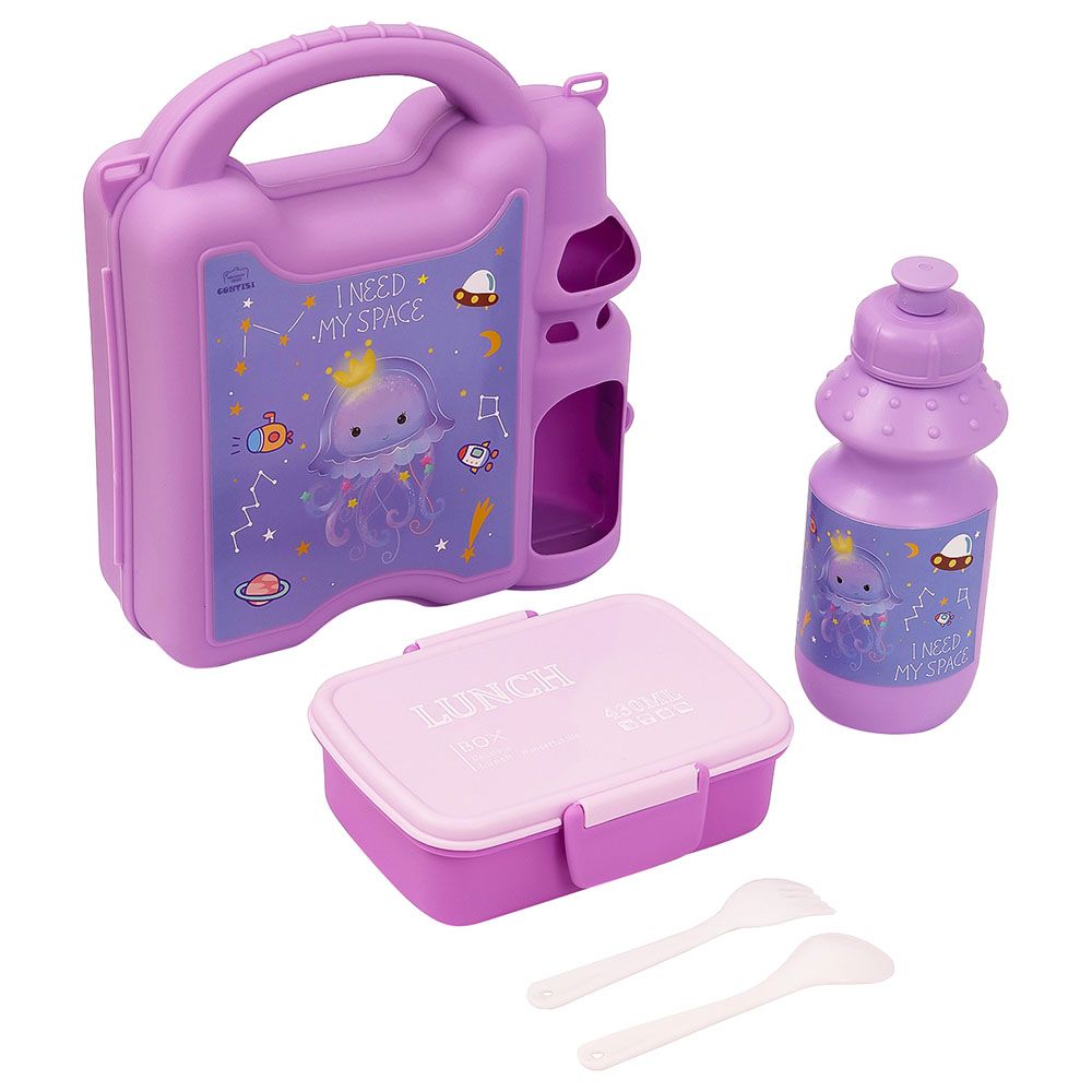 Eazy Kids - Space Lunch Box w/ Bottle - Purple