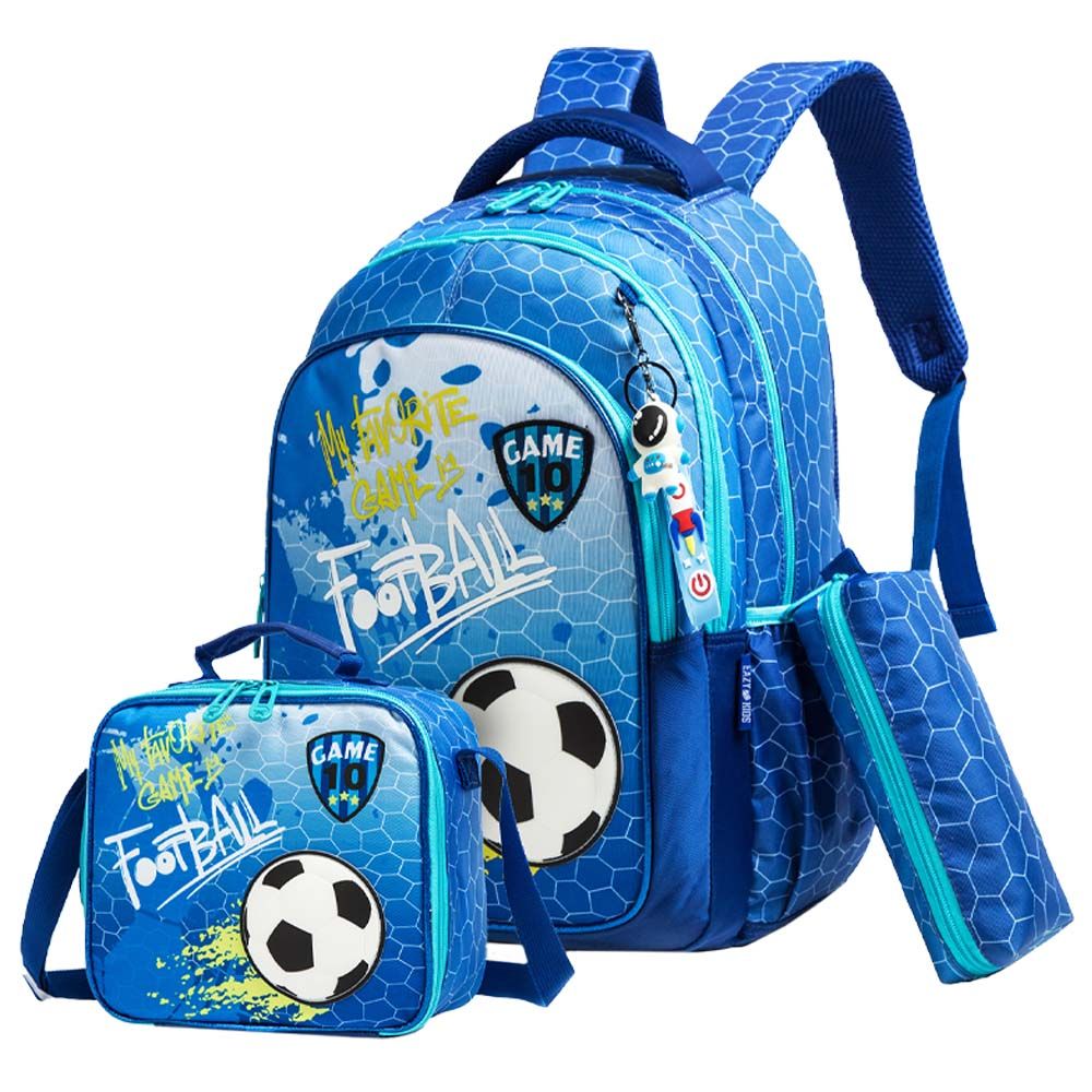 Eazy Kids - Backpack 17-Inch w/ Lunch Bag & Pencil Case - Football