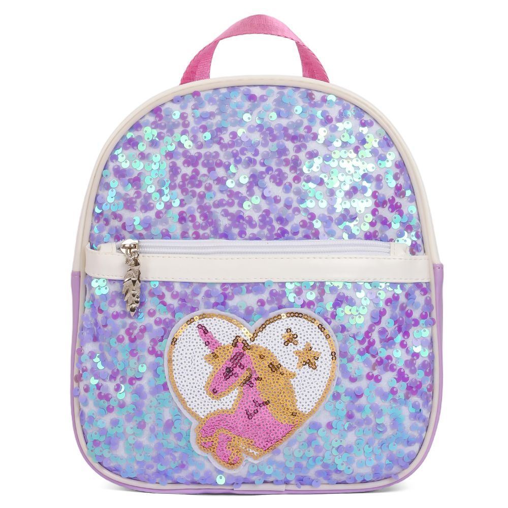 Eazy Kids - Sequin School Backpack - 9-Inch - Horse Purple