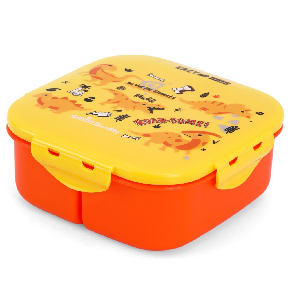 Eazy Kids Square Bento Lunch Box - Dino Yellow - 3C