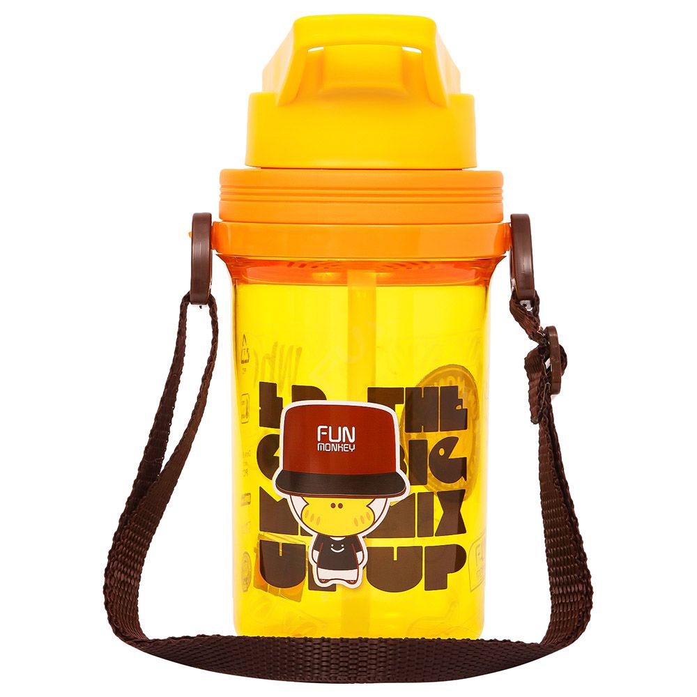 Eazy Kids - Water Bottle w/ Straw & Strap 500ml - Yellow