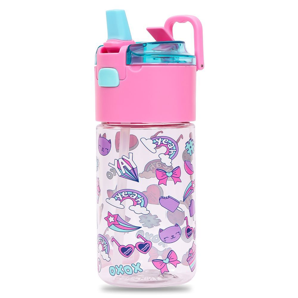 Eazy Kids - Gen Z Tritan Water Bottle W/ Snack Box 450ml - Pink