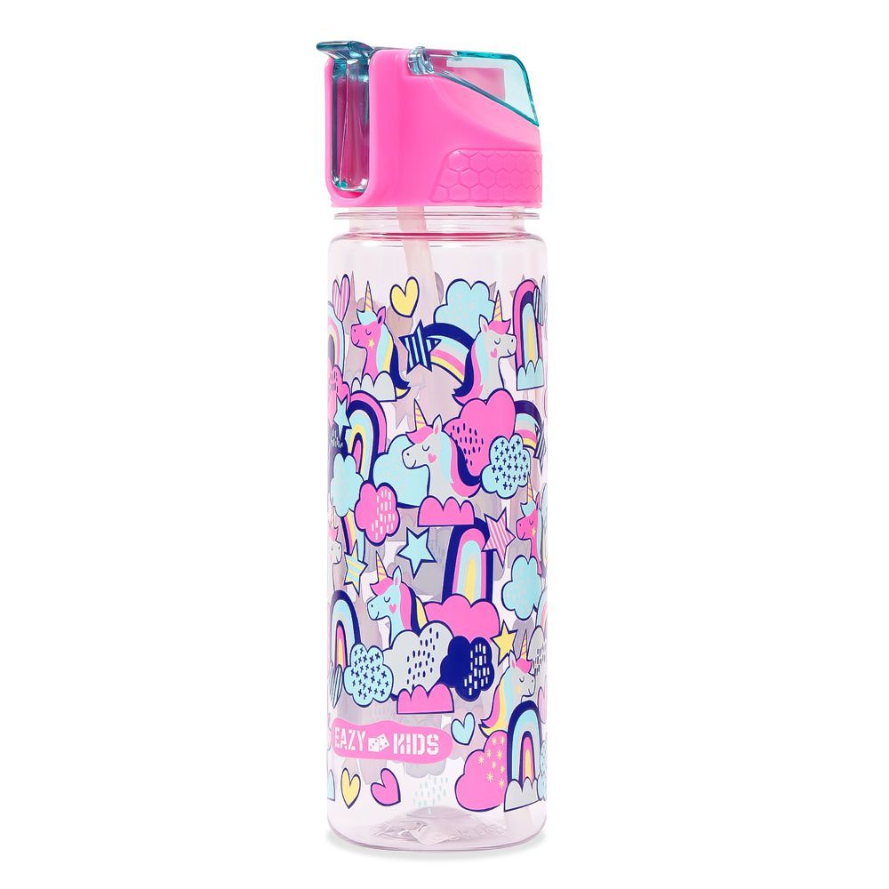 Eazy Kids - Unicorn Tritan Water Bottle W/ Lid & Sipper 650ml - Pink