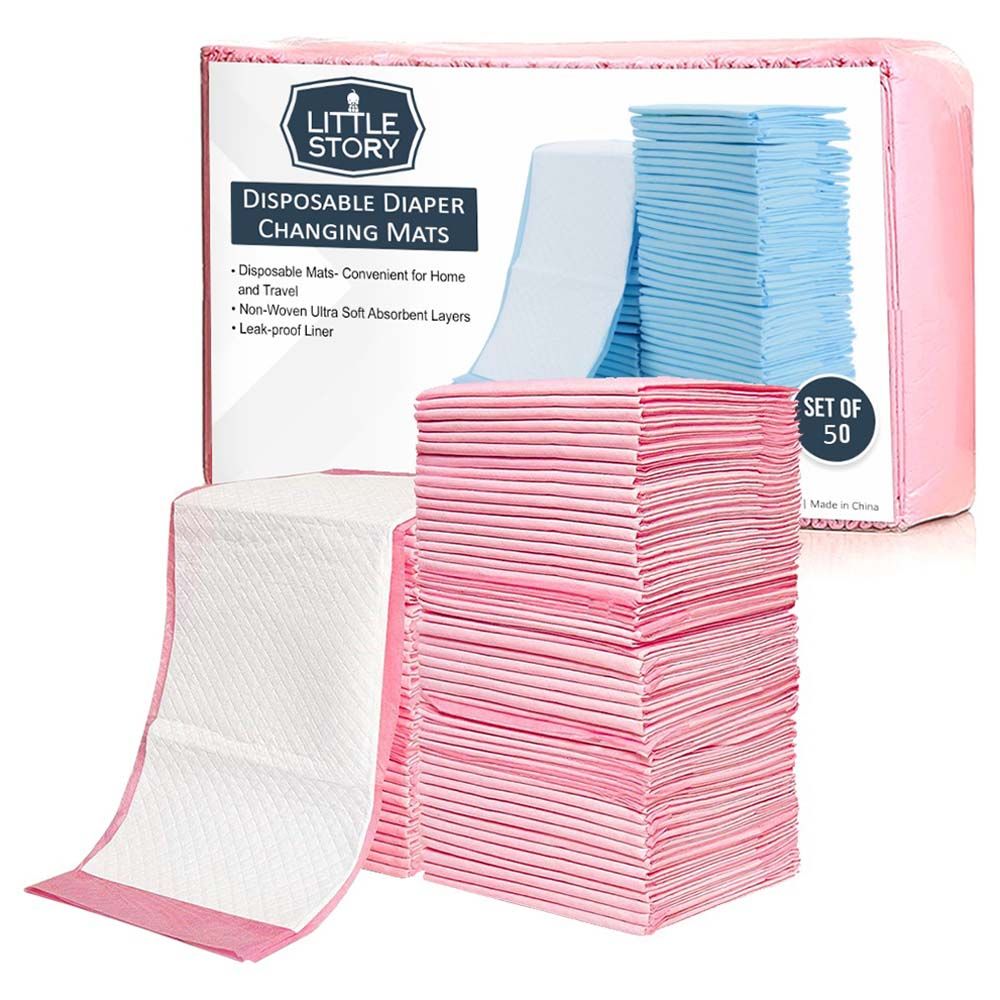 Little Story - Disposable Changing Mats Pack of 50 - Pink