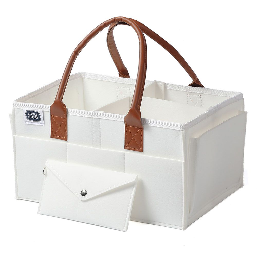 Little Story - Diaper Caddy And Travel Pouch Medium - White