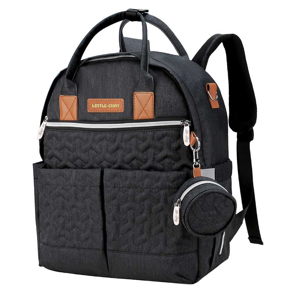 Little Story - Diaper Backpack W/ Accessories - Black