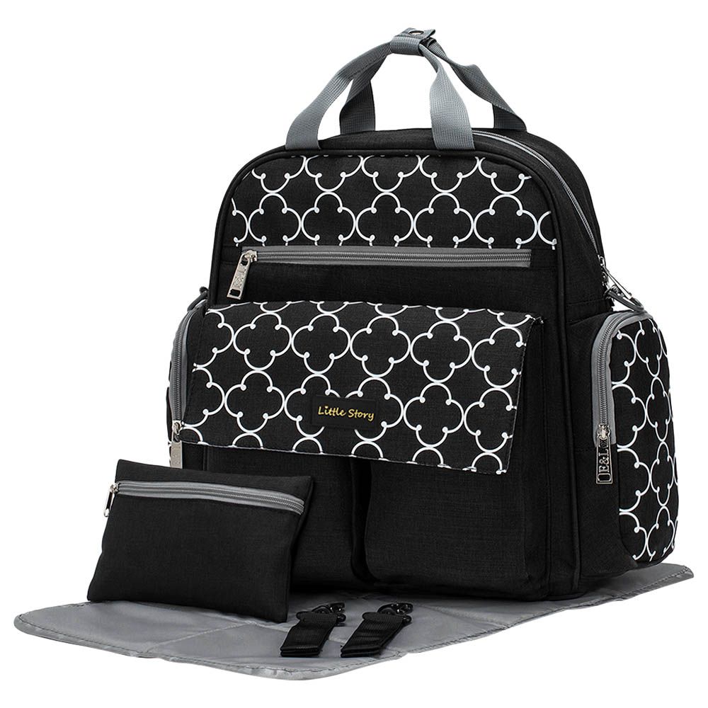 Little Story - Convertible Diaper Backpack - Black