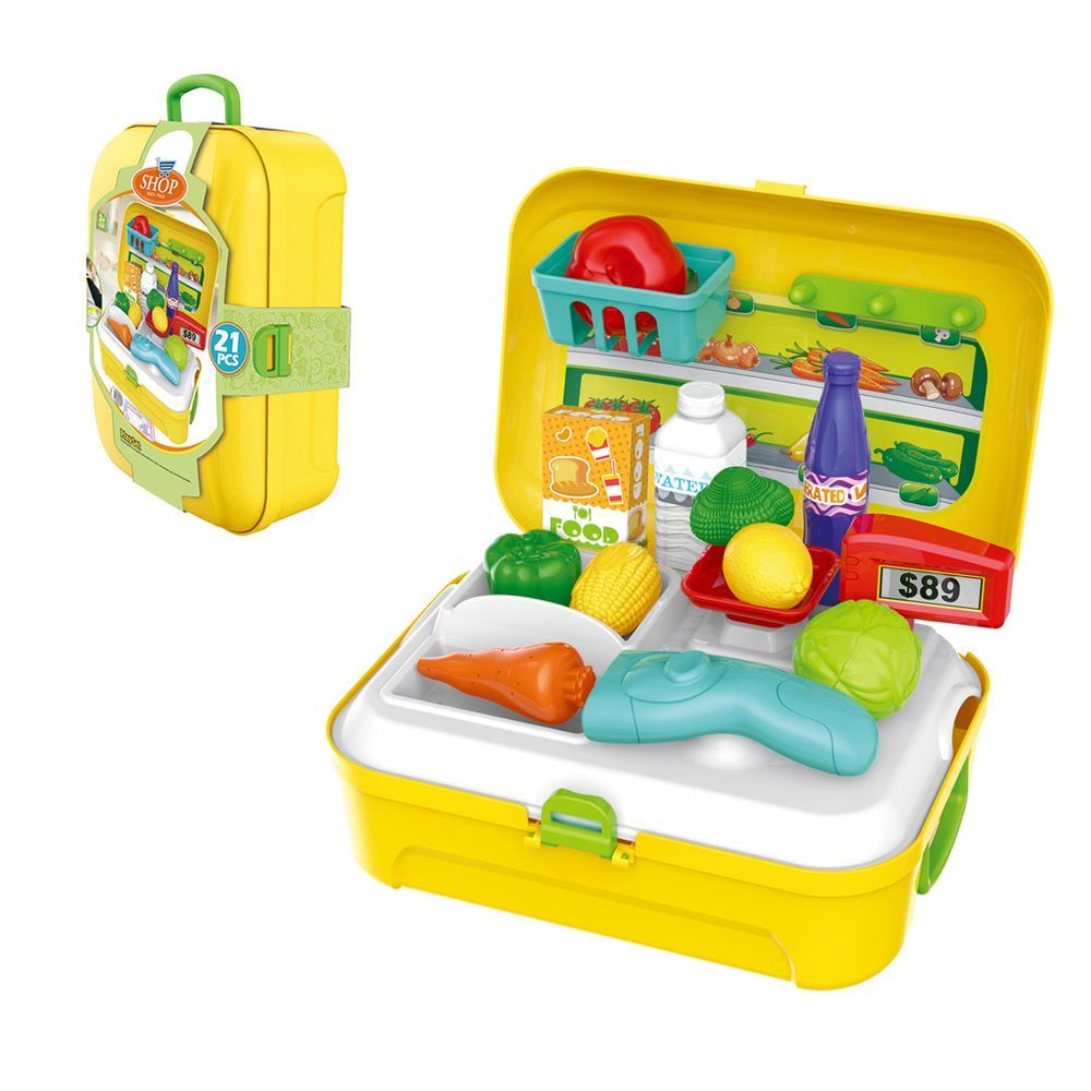 Little Story - Supermarket Set Box Backpack 21pcs - Yellow