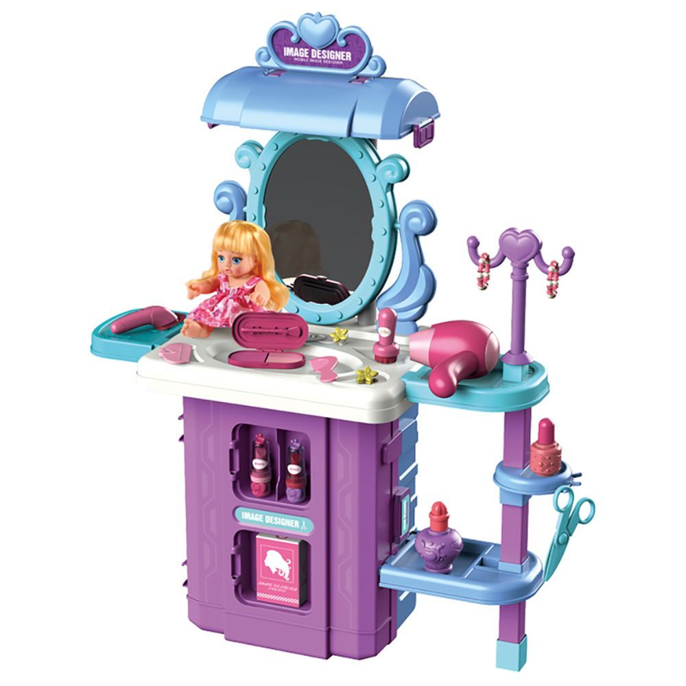 Little Story - Role Play Salon Toy Set Luggage Case 39pcs - Purple