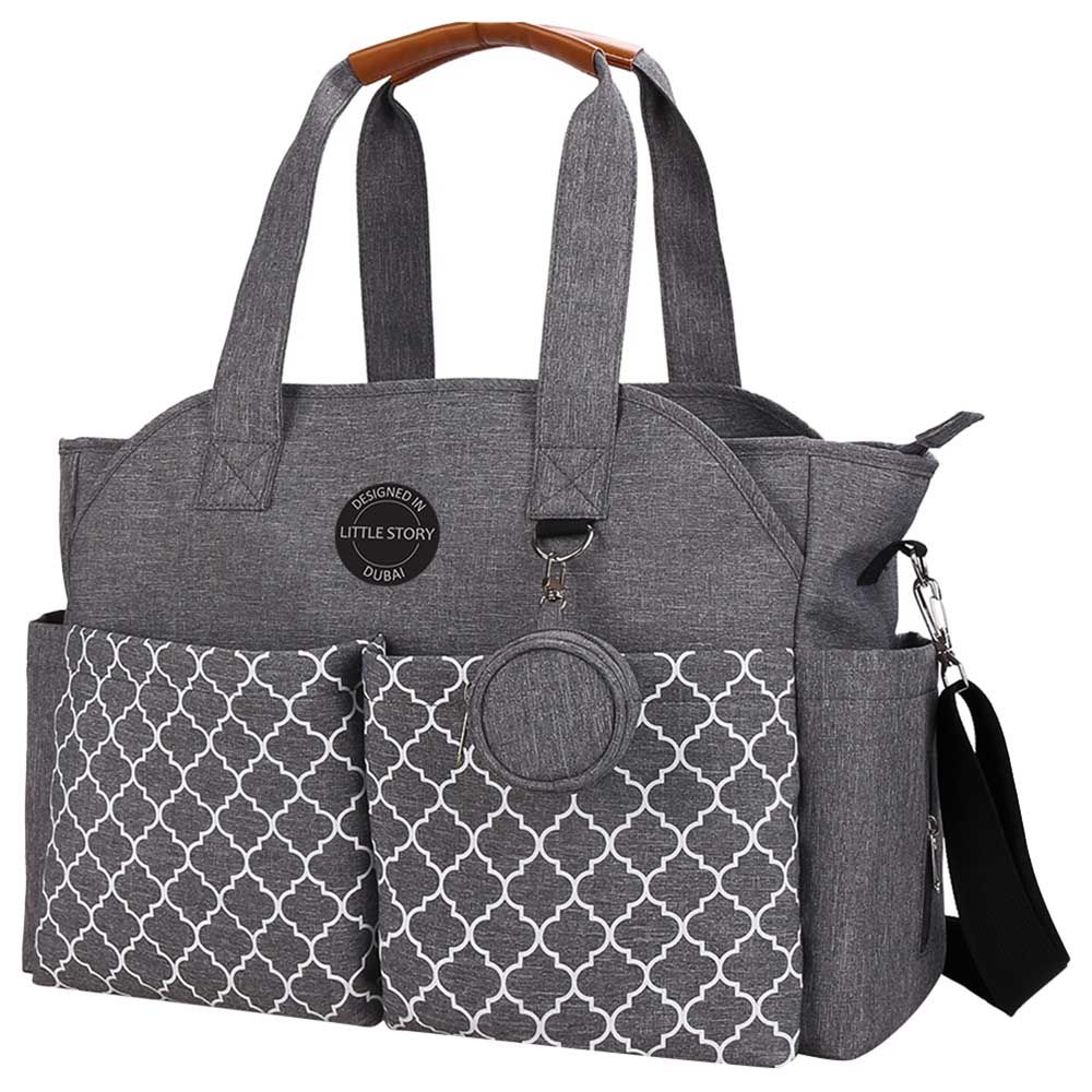 Little Story - Signature Diaper Bag - Grey