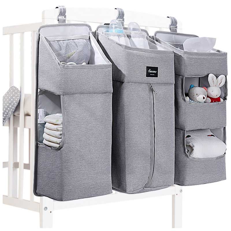 Sunveno - Baby Bedside Portable Crib Organizer - Grey