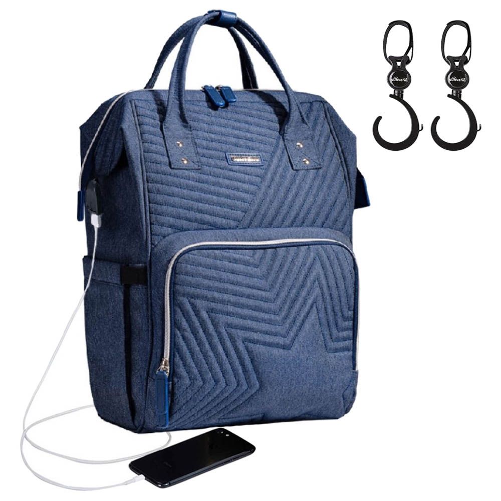 Sunveno - Diaper Bag w/ Stroller Hooks - Nova Blue