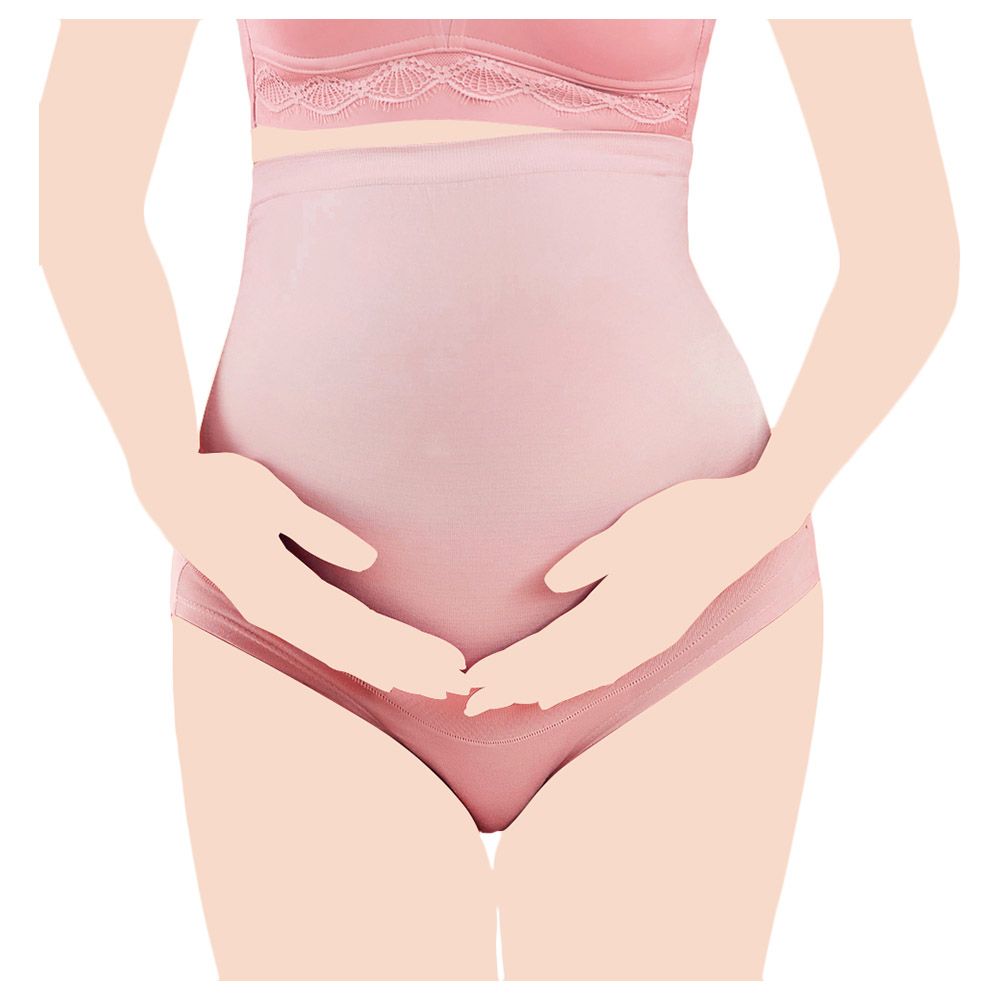 Sunveno - High Waist Pregnancy Support Panties - Pink