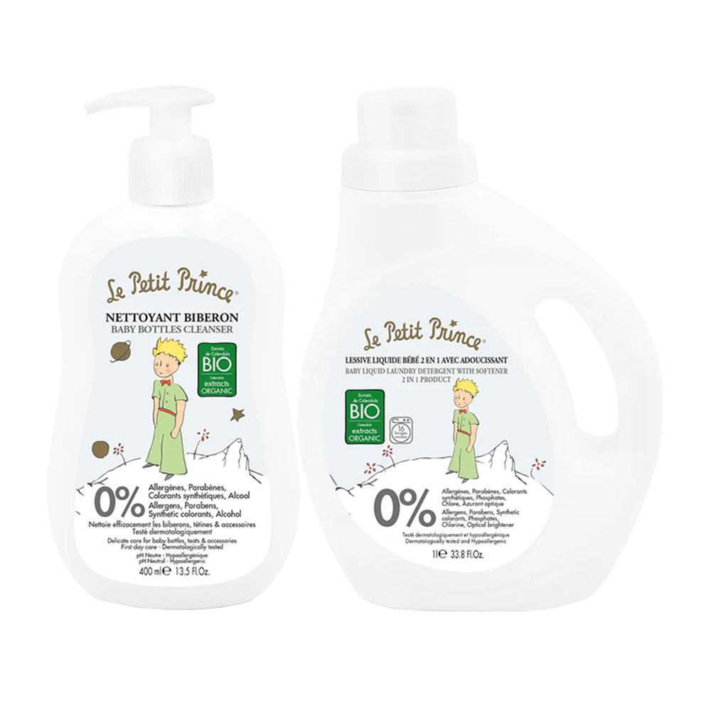 Le Petit Prince - Baby Laundry Care Essentials - 2-In-1 Baby Liquid Laundry Detergent and Baby Bottle Cleanser