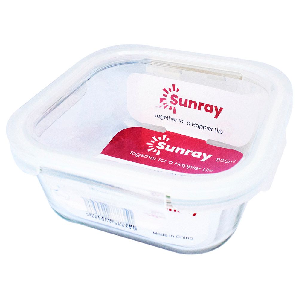 Sunray - Borosilicate Glass Square Food Container - 800ml