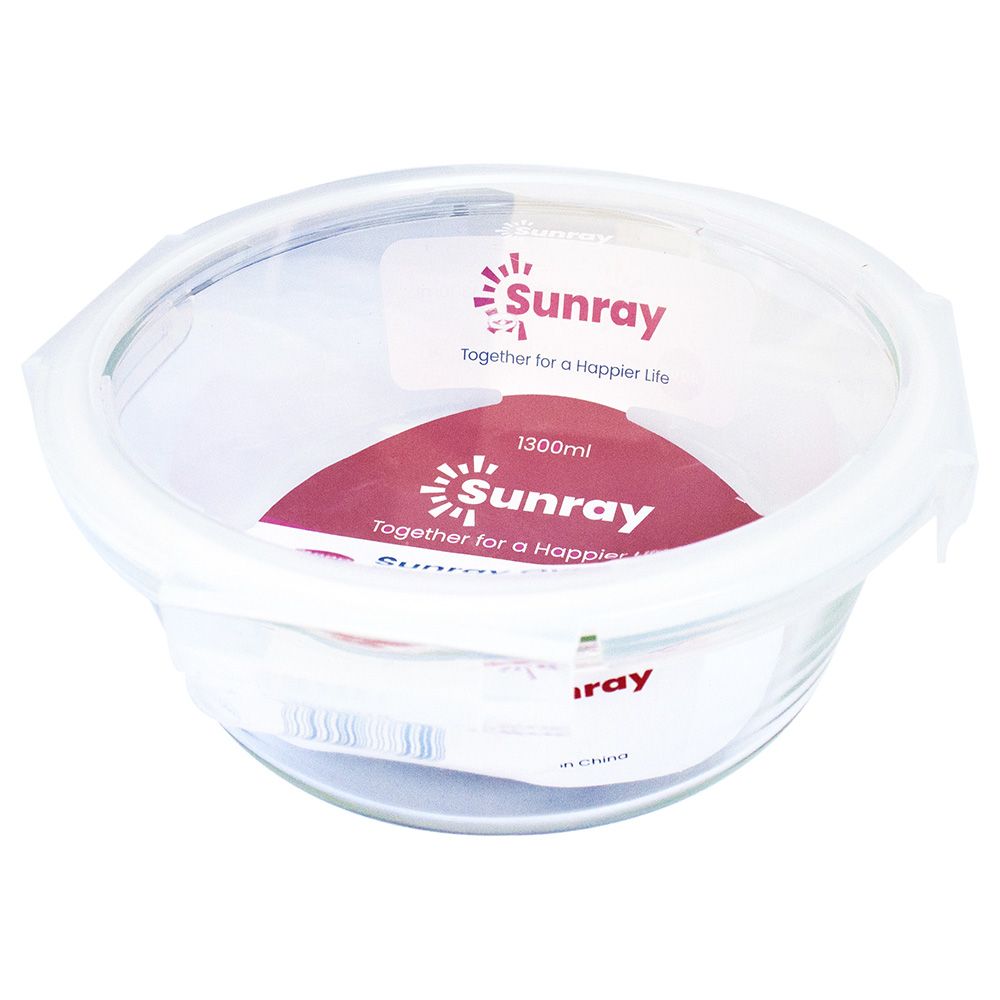 Sunray - Borosilicate Glass Round Food Container - 1300ml