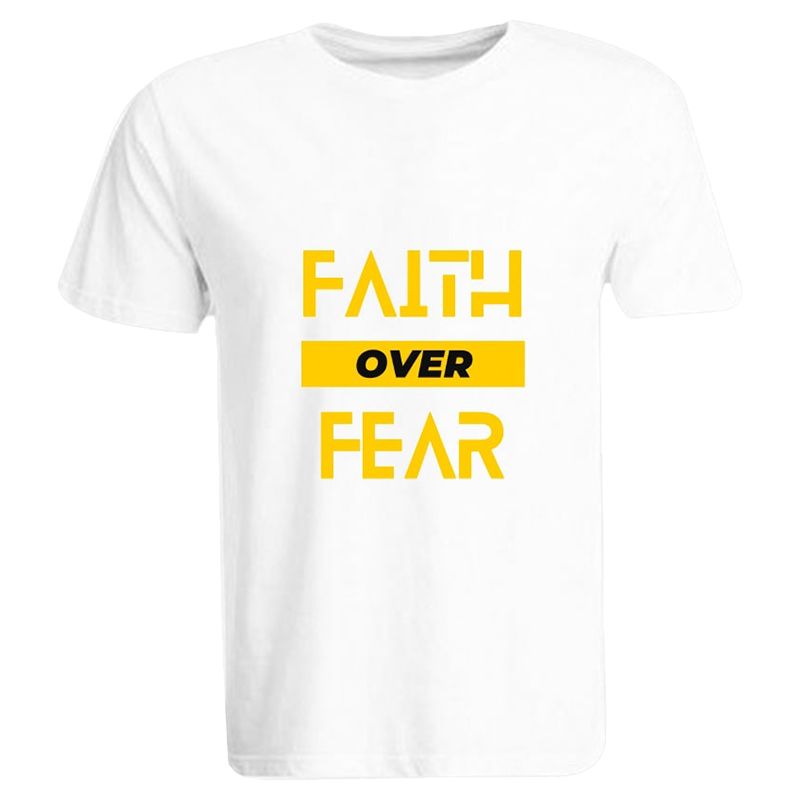 BYFT - Faith Over Fear Printed Cotton T-Shirt - White