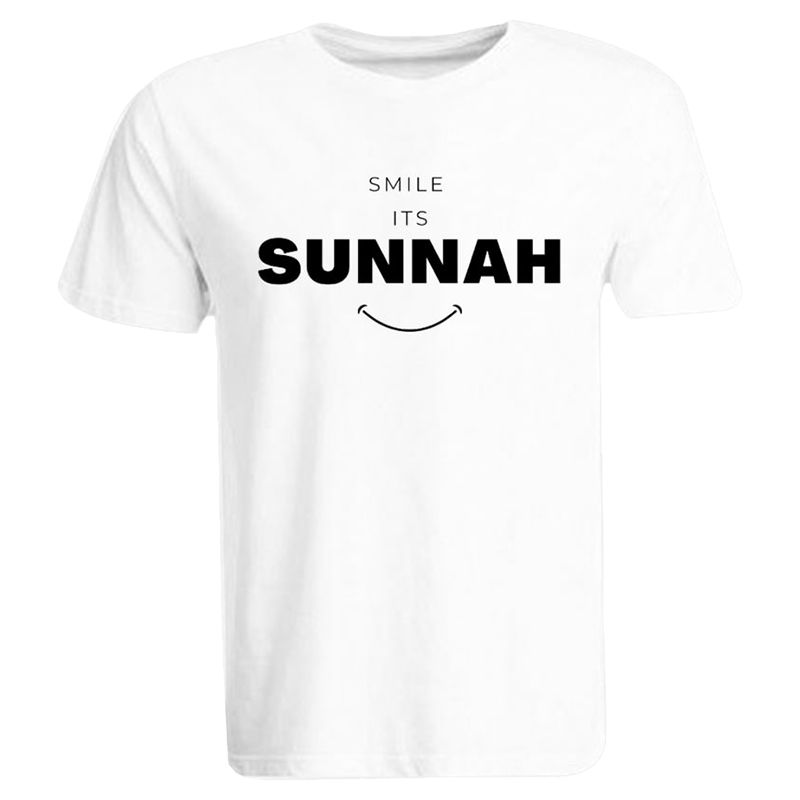 BYFT - Smile Its Sunnah Printed Cotton T-Shirt - White