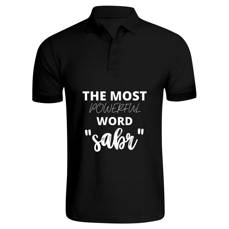 BYFT - The Most Powerful Word Sabr Cotton Polo T-Shirt - Black