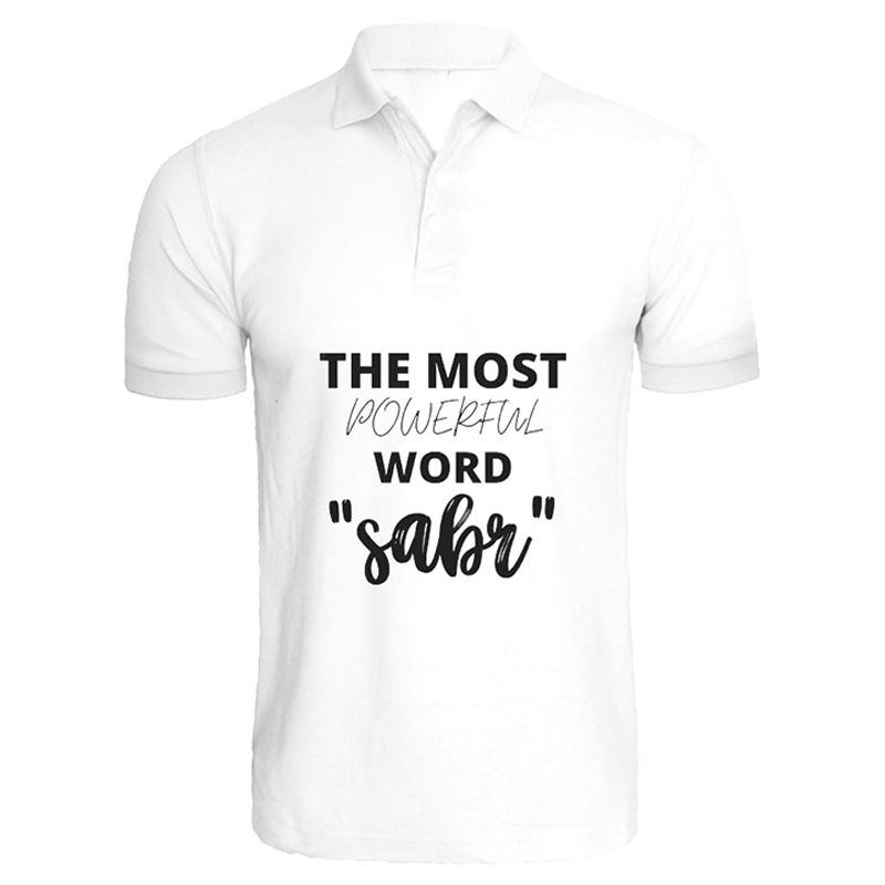 BYFT - The Most Powerful Word Sabr Cotton Polo T-Shirt - White