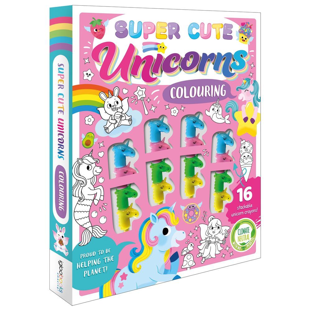 Super Cute Unicorns Colouring: Book And Crayon Set