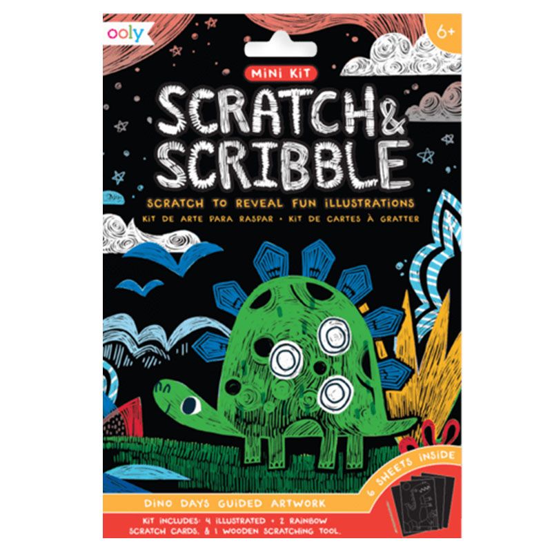 Ooly - Mini Scratch & Scribble Art Kit: Dino. Days 7 Pc Set