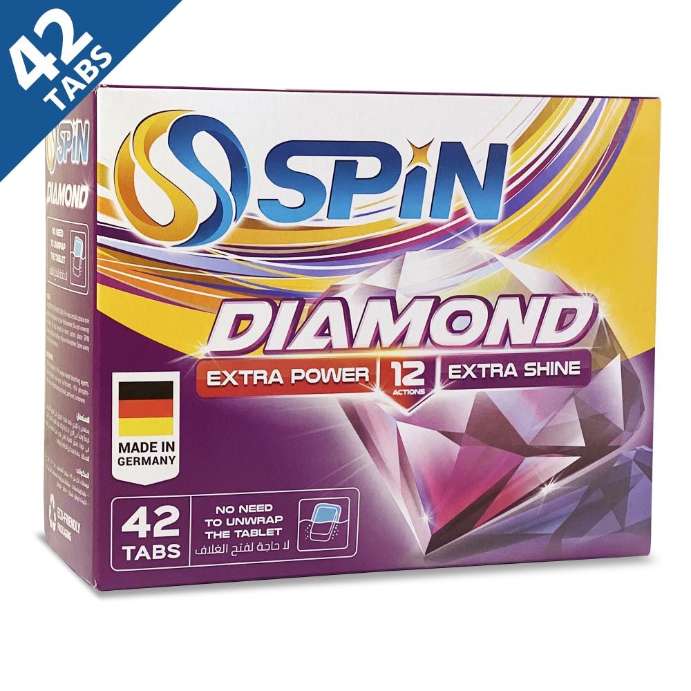 Spin Diamond Dishwasher Detergent Tablets, 42 Tabs,