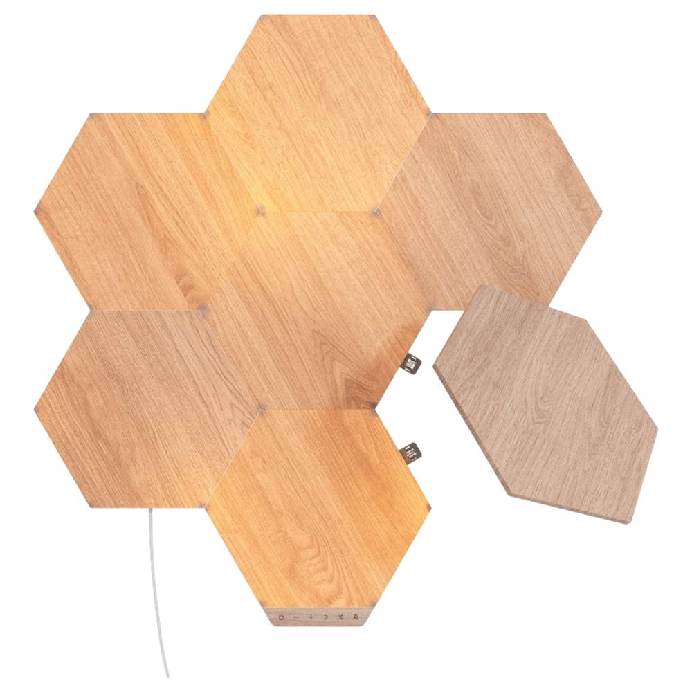 Nanoleaf Elements Hexagons Starter Kit Birchwood Pack Of 7