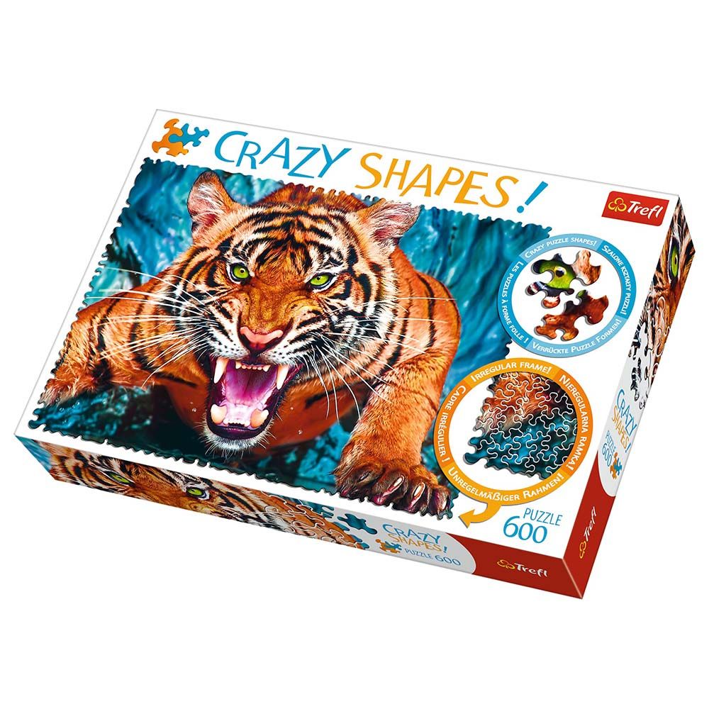 Trefl - Puzzles 600 Crazy Shapes - Facing A Tiger