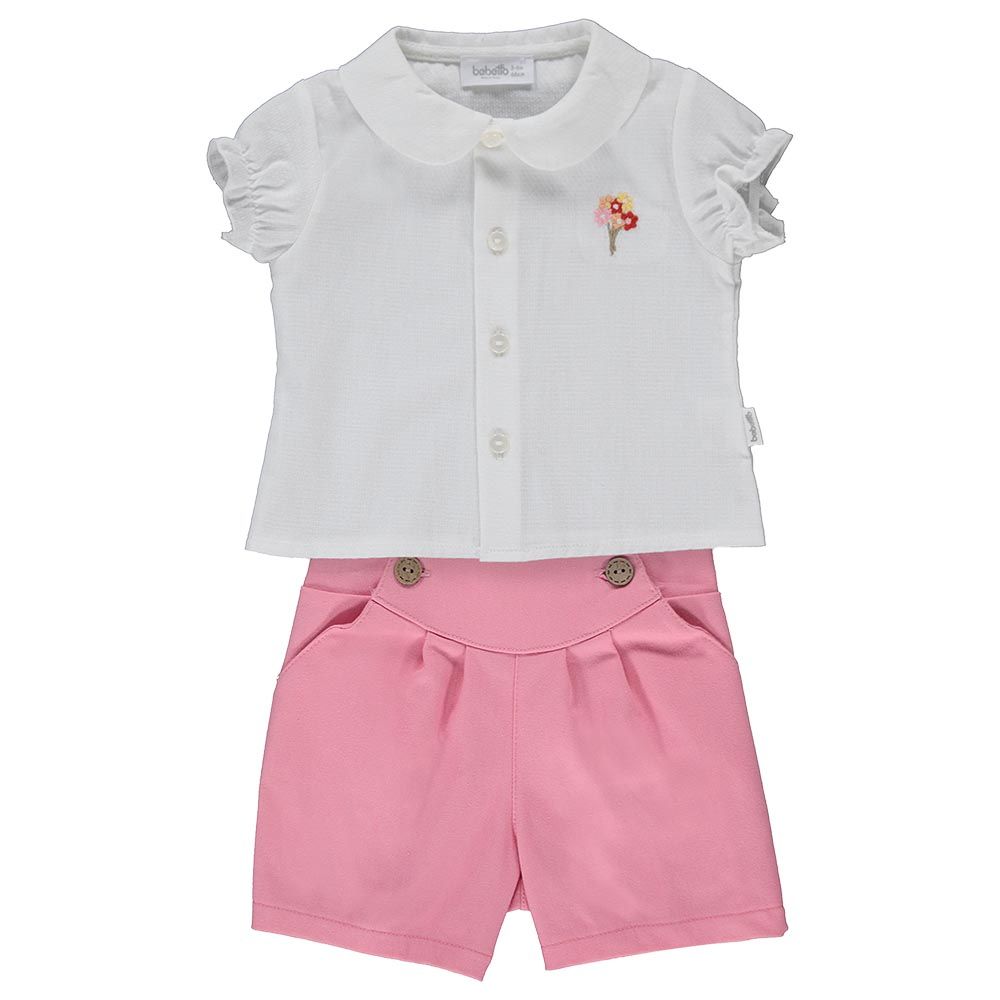 Bebetto - 2pc-Set - Baby Girl Top & Shorts - White/Pink