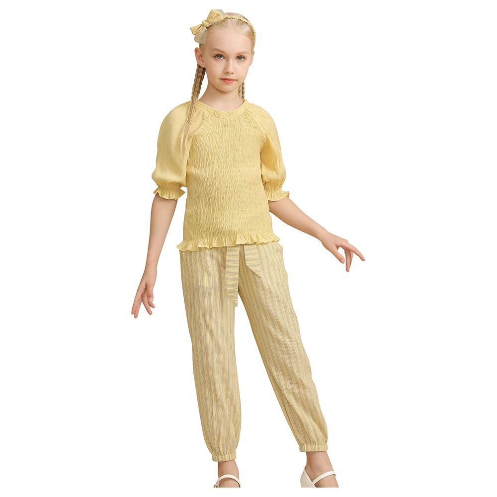 Le Crystal - 2pc-Set - Girl Top & Pants - Yellow