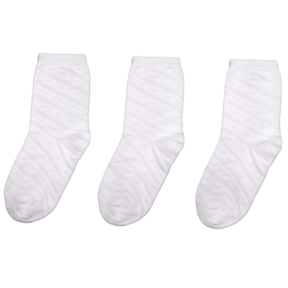 Genius - Girls Jacquard Socks - Pack of 3 - White