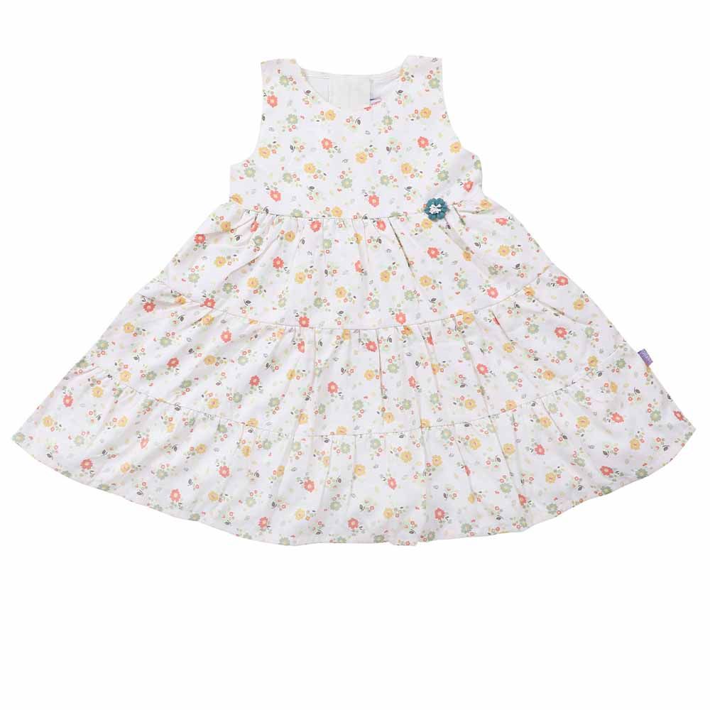 Smart Baby - Baby Girl Flower Printed Dress - Yellow