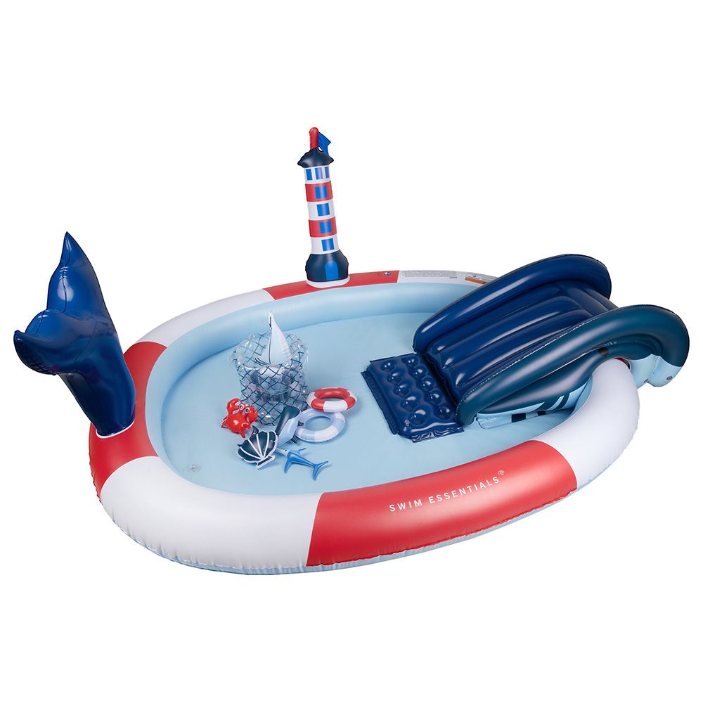 Swim Essentials - Whale Adventure Paddling Pool - Blue/Red