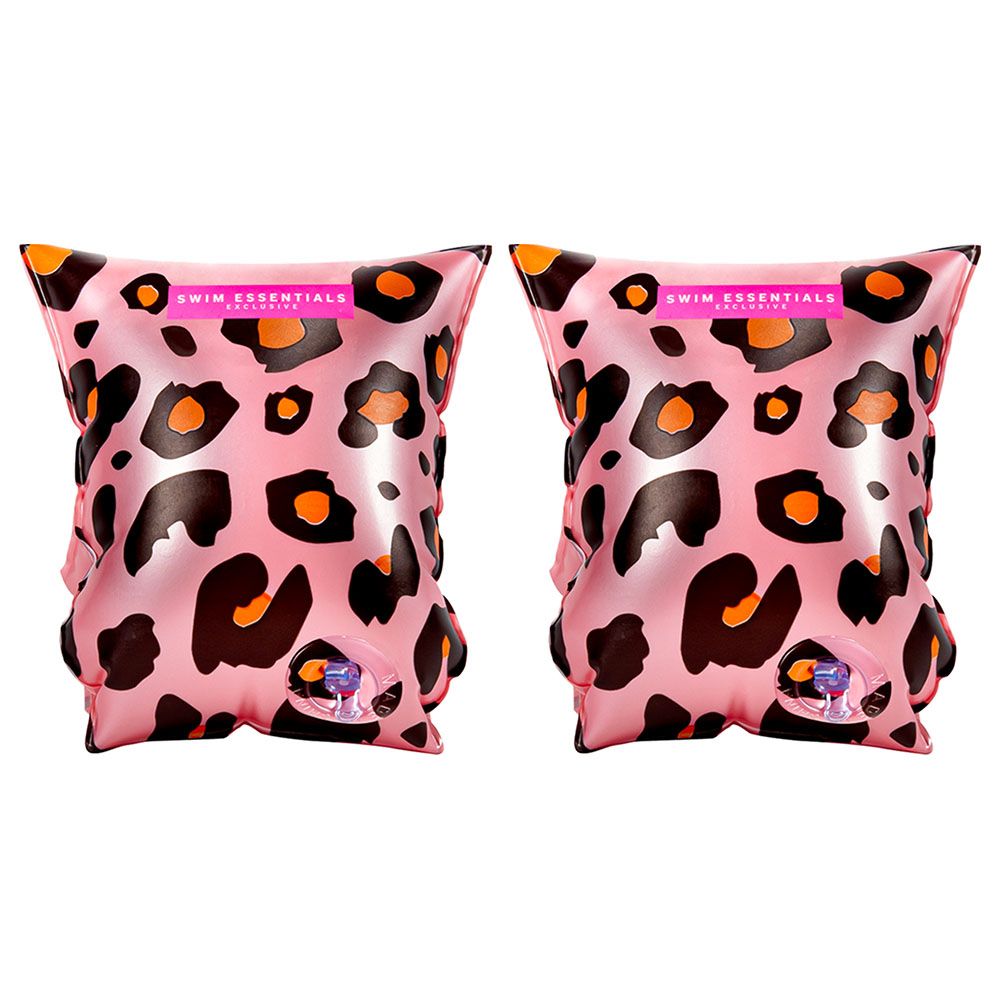 Swim Essentials - Leopard Inflatable Swimming Armbands 2-6Y - Rose Gold