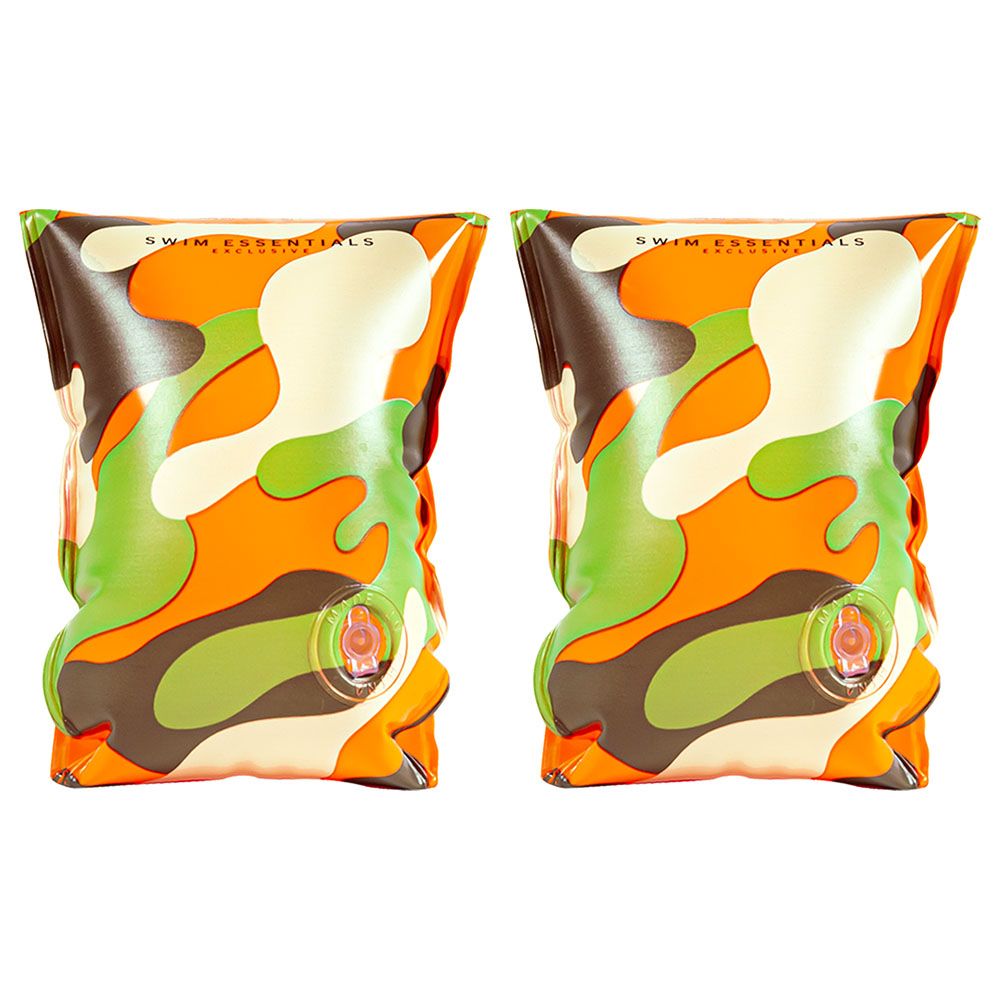 Swim Essentials - Orange Camouflage Inflatable Swimming Armbands 2-6Y