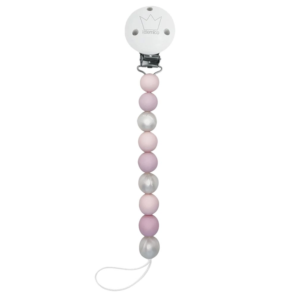 LittleMICO - Casal Silicone Pacifier Holder - Pearl/Pink