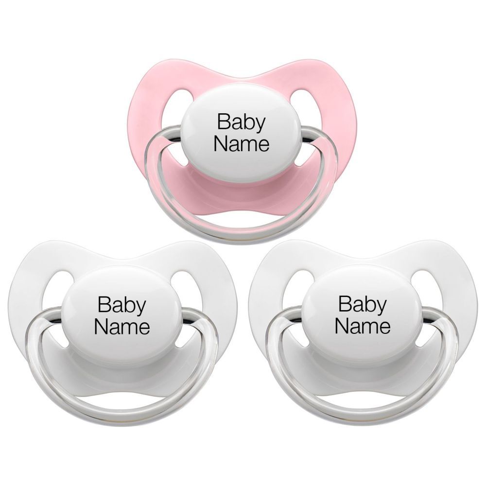 Littlemico Personalised Pacifiers 3 Pcs - White/Pink 5M+