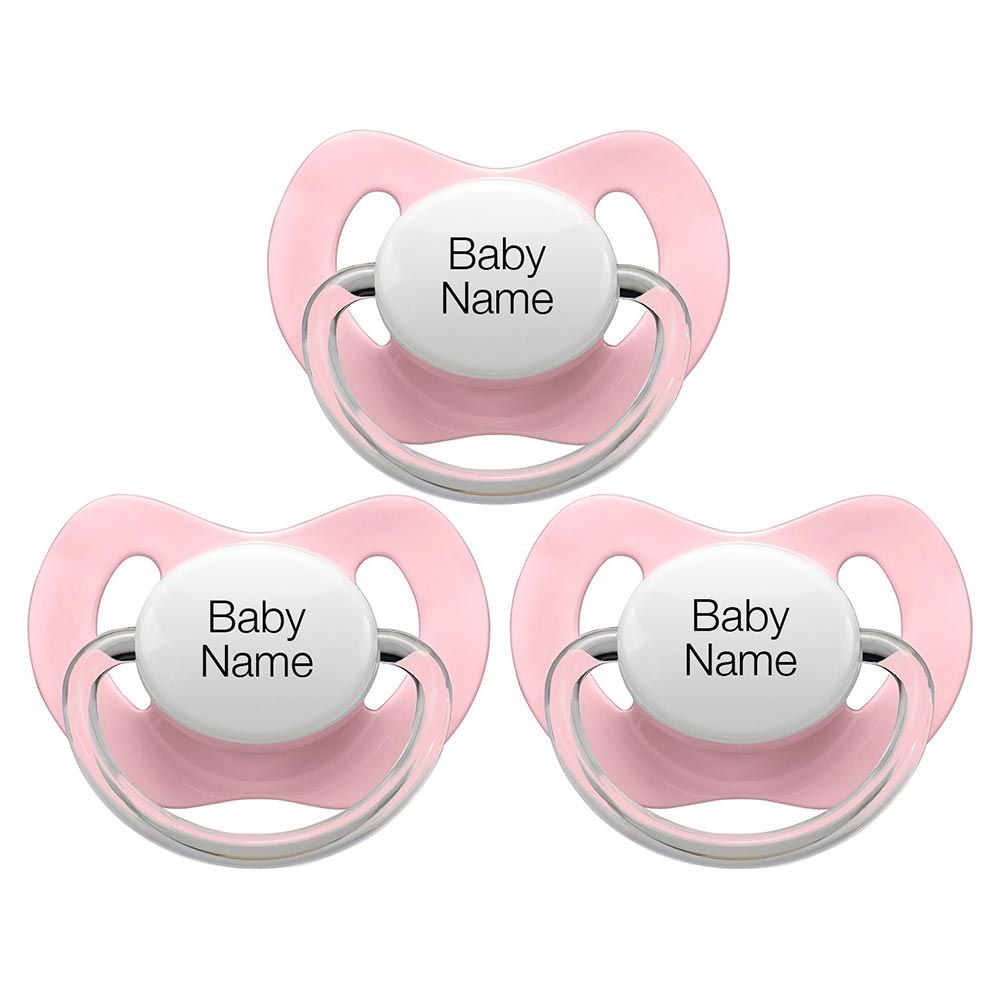 Littlemico Personalised Pacifiers 3 Pcs - Pink 0-6M