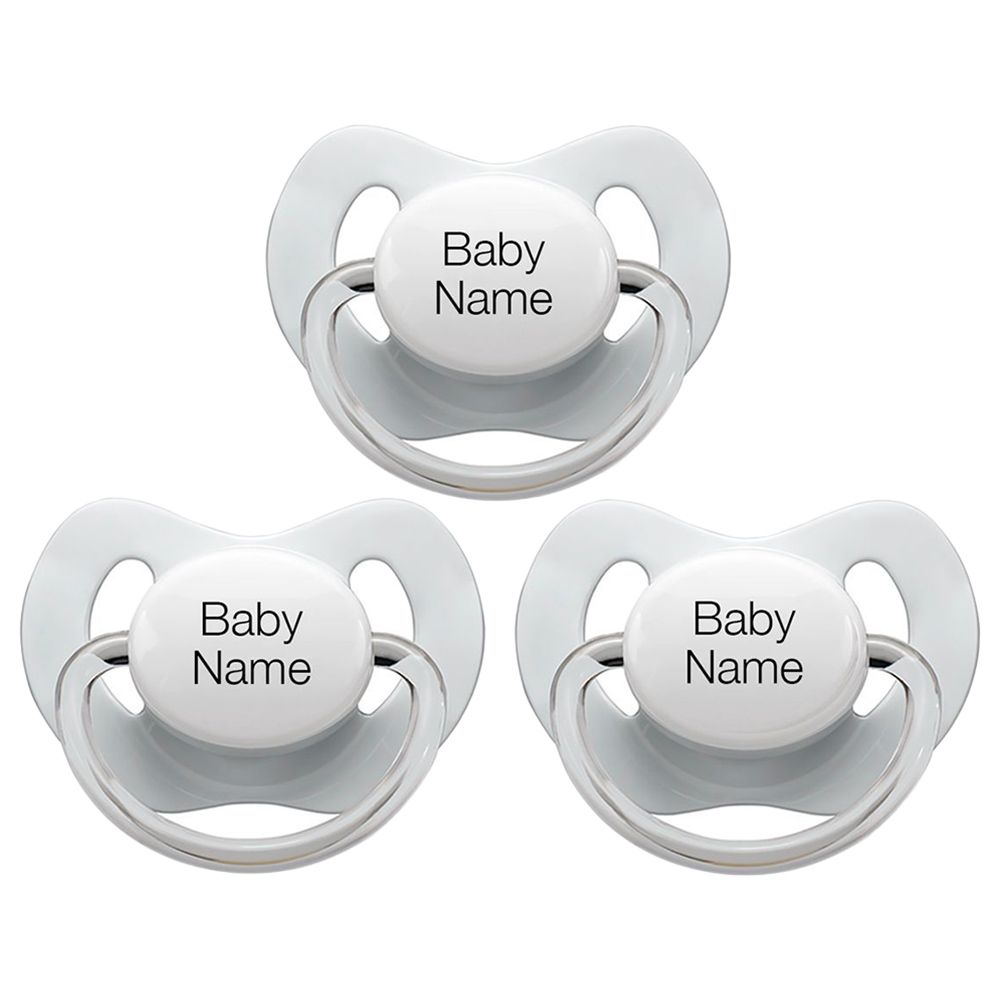 Littlemico - Personalised Pacifiers 0-6M 3pc - Grey