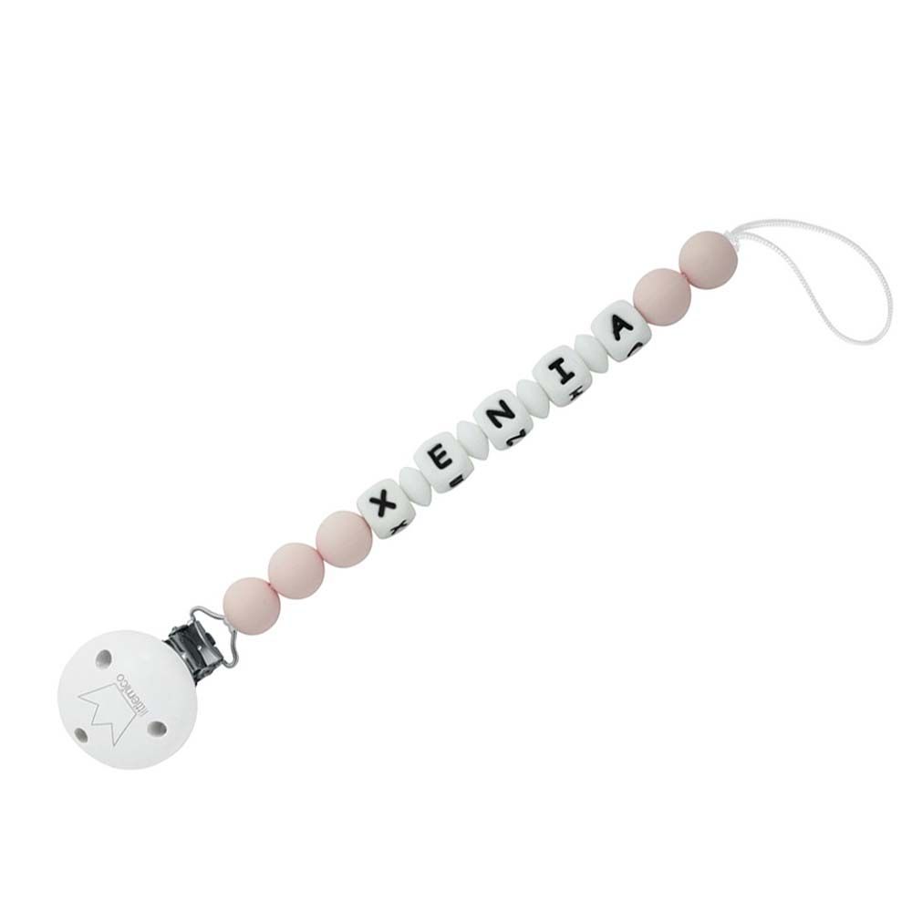 LittleMico - Personalized Pacifier Clip - Powder Pink