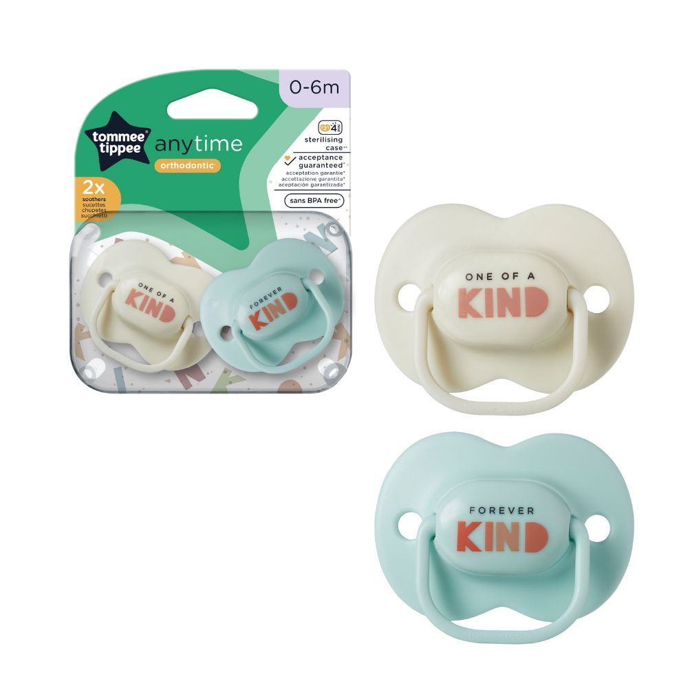 Tommee Tippee - Anytime Soother Pack of 2 - 0-6M - Assorted