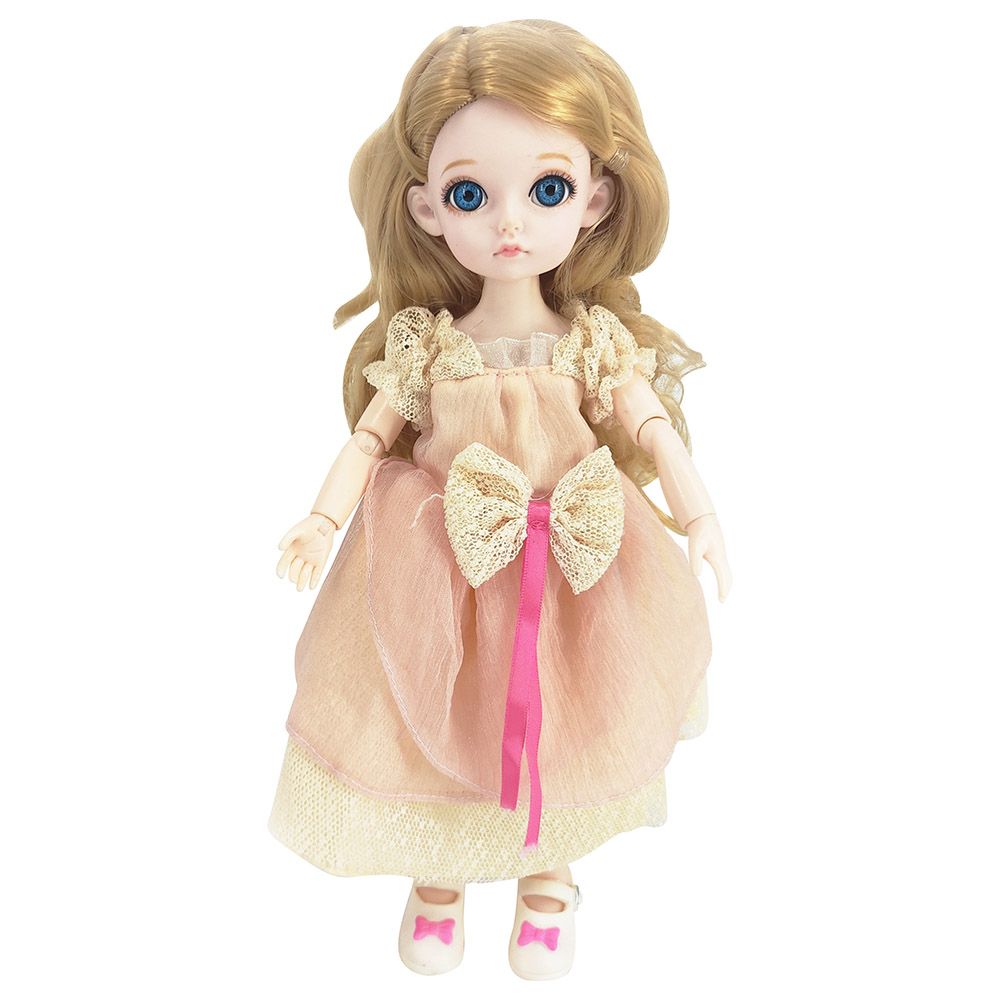 Bonnie - Deluxe Fashion Doll Square Neck Peach Dress - 12-inch